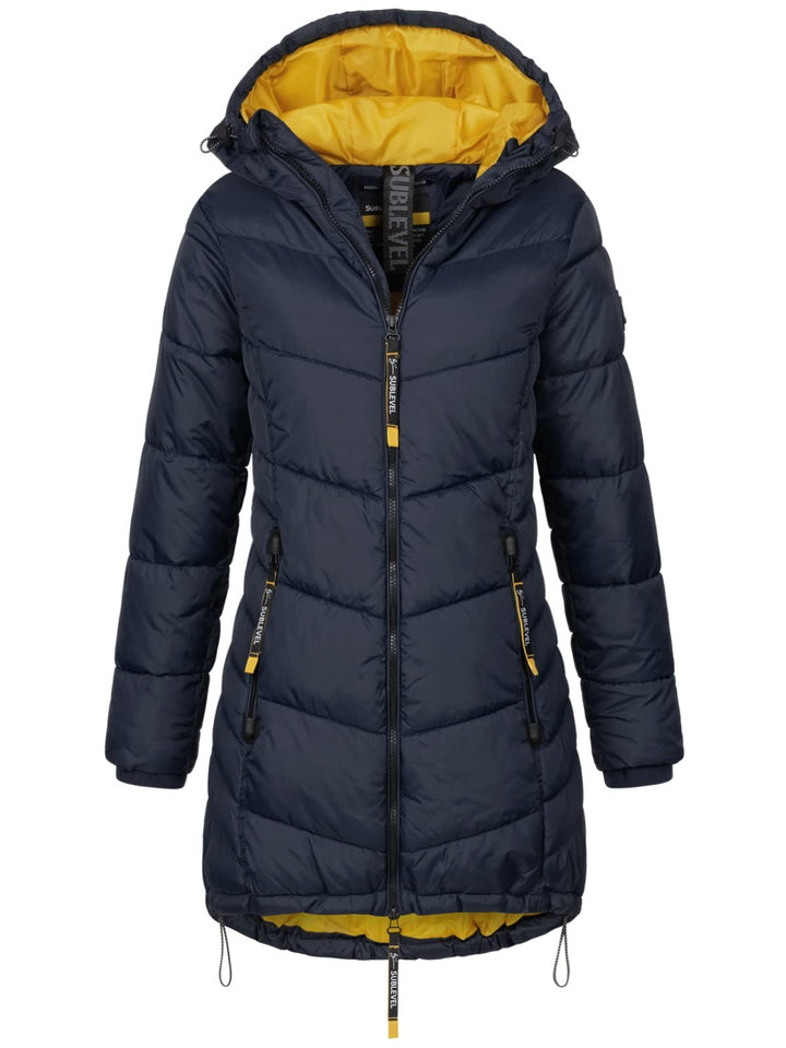 Sublevel Damen Jacke Steppmantel LSL-412 mit gefütterter Kapuze S inkwell blue, S inkwell blue