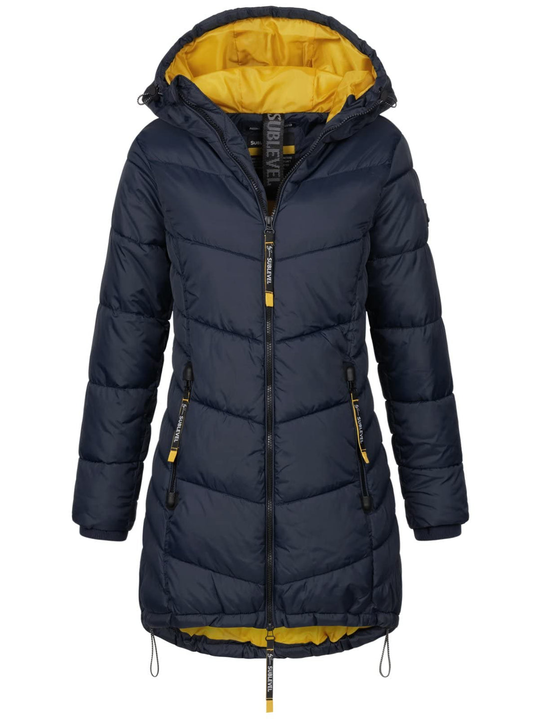 Sublevel Damen Jacke Steppmantel LSL-412 mit gefütterter Kapuze M inkwell blue, M inkwell blue