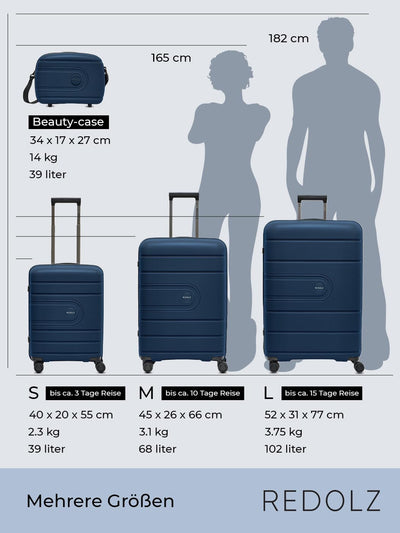 REDOLZ Hartschalen Check-in Koffer | Mittelgrosser M Trolley 45 x 26 x 66 cm aus hochwertigem, leich