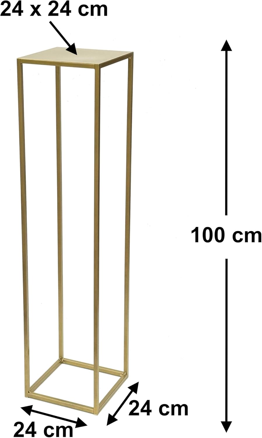 DanDiBo Blumenhocker Metall Gold Eckig 100 cm Blumenständer Beistelltisch 96570 Blumensäule Modern P