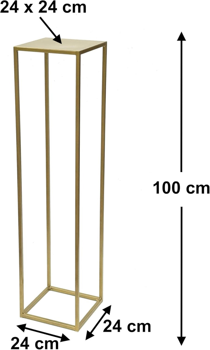 DanDiBo Blumenhocker Metall Gold Eckig 100 cm Blumenständer Beistelltisch 96570 Blumensäule Modern P