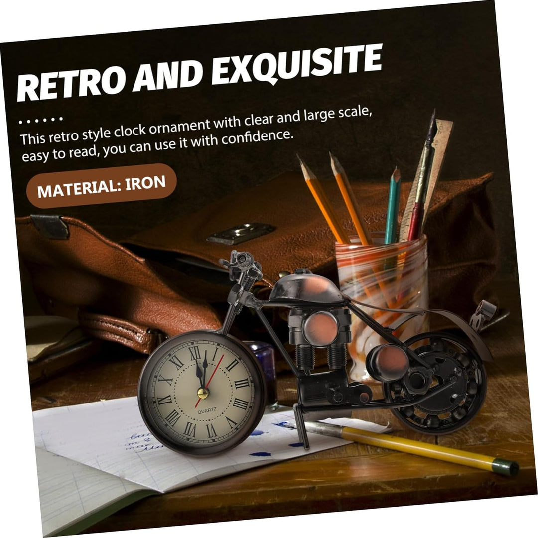 VALICLUD Vintage Motorrad Tischuhr Aus Robustem Eisen Dekorative Uhr Und Stilvolles Modell Für Büro