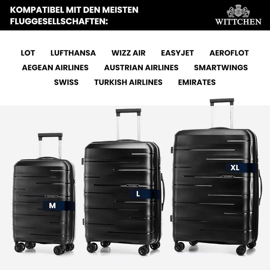 WITTCHEN ARCO Line | Mittelgrosser Koffer Reisetasche | Leichtes Gepäck Polypropylen TSA-Schloss Tel