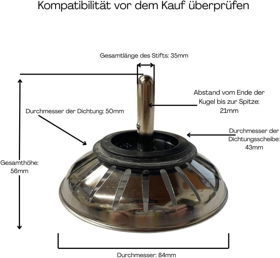 Abfluss-Stopfen mit Sieb 7,6 cm (3 Zoll) 1920056 für Spülbecken Franke Original
