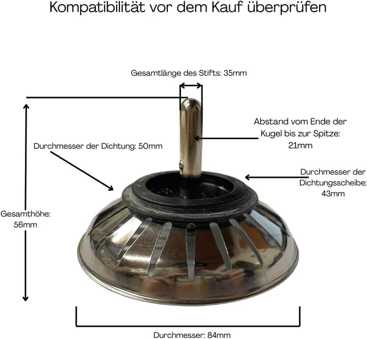 Abfluss-Stopfen mit Sieb 7,6 cm (3 Zoll) 1920056 für Spülbecken Franke Original