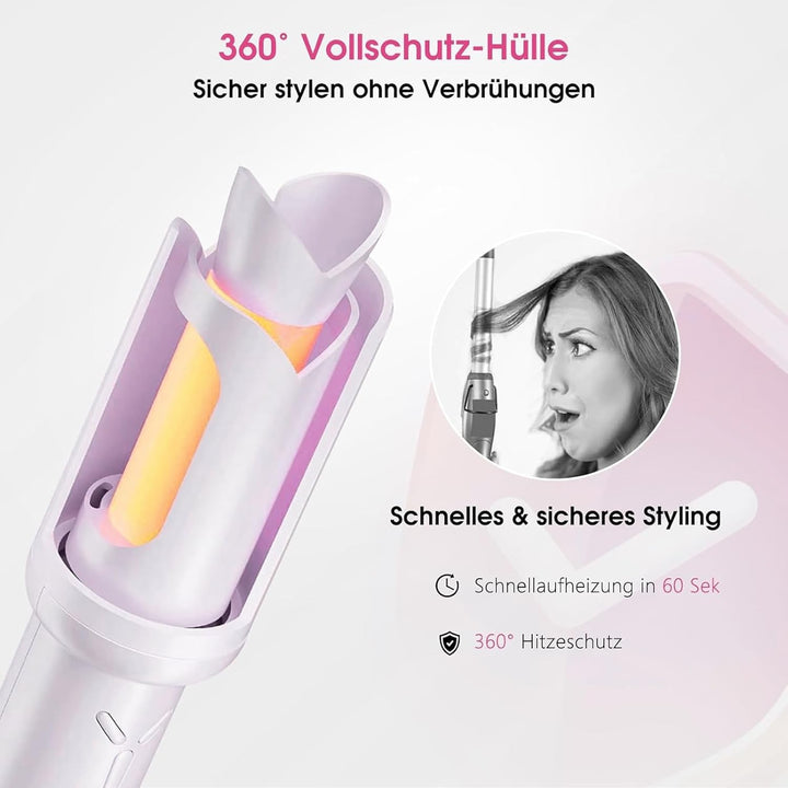 Kabellos Lockenstab Automatisch 32mm mit 5000mAh Akku - Anti-Haarklemmen System für Langes & Kurzes