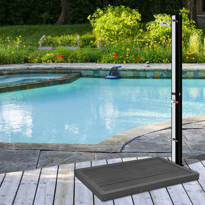 AufuN Bodenelement WPC Anti Rutsch für Gartendusche, Solardusche, Poolleiter oder Pool, Anthrazit Bo