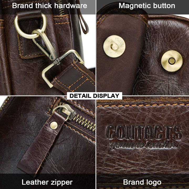 Contacts Herren Umhängetasche aus echtem Leder, für Reisen, 30,5 cm (12 Zoll) Laptop, Kaffeebraun