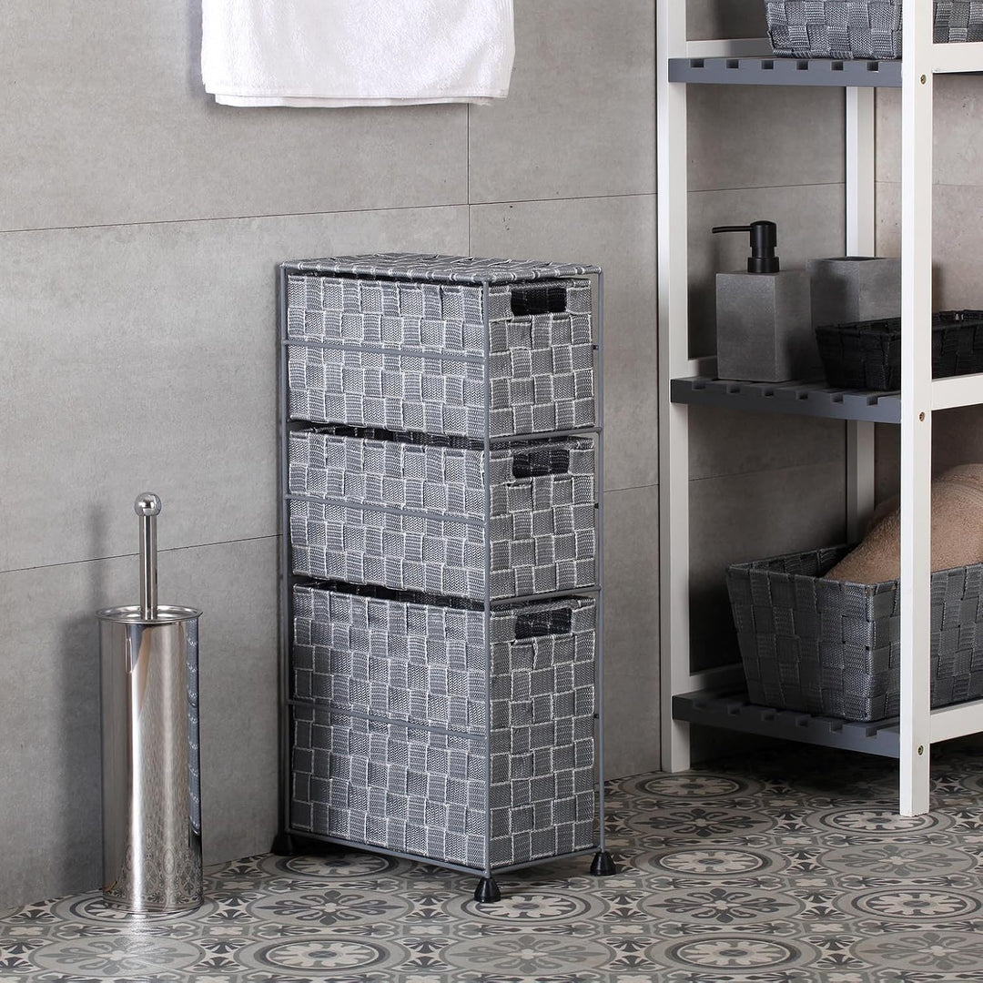 Versa Nilo Zusatzmöbel für das Badezimmer, Badezimmerregal mit 3 Aufbewahrungskörben, Masse (H x L x