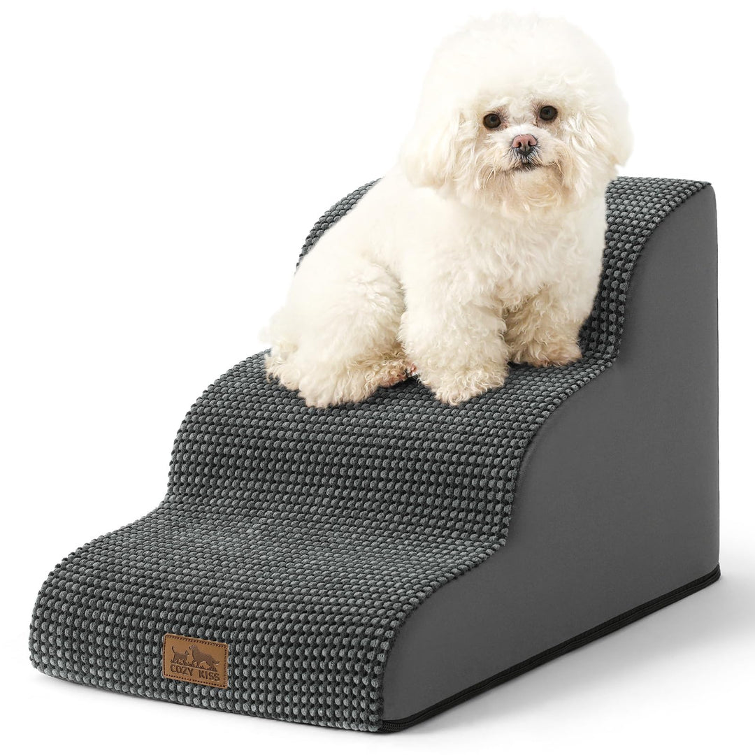 COZY KISS Hundetreppe für Kleine Hunde 40cm, Haustiertreppe für Couch aus Hochdichtem Schwamm, Hunde