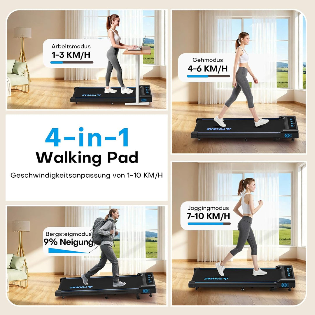 Walking Pad Laufband für Zuhause, 4-IN 1 Laufband Schreibtisch mit 9% Steigung, 2.5HP Walking Machin