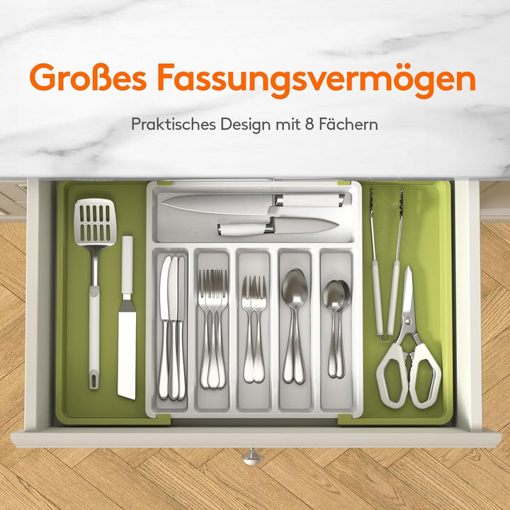 Lifewit Besteckhalter, erweiterbarer Utensilienhalter für Schublade, verstellbarer Besteckkasten, ko