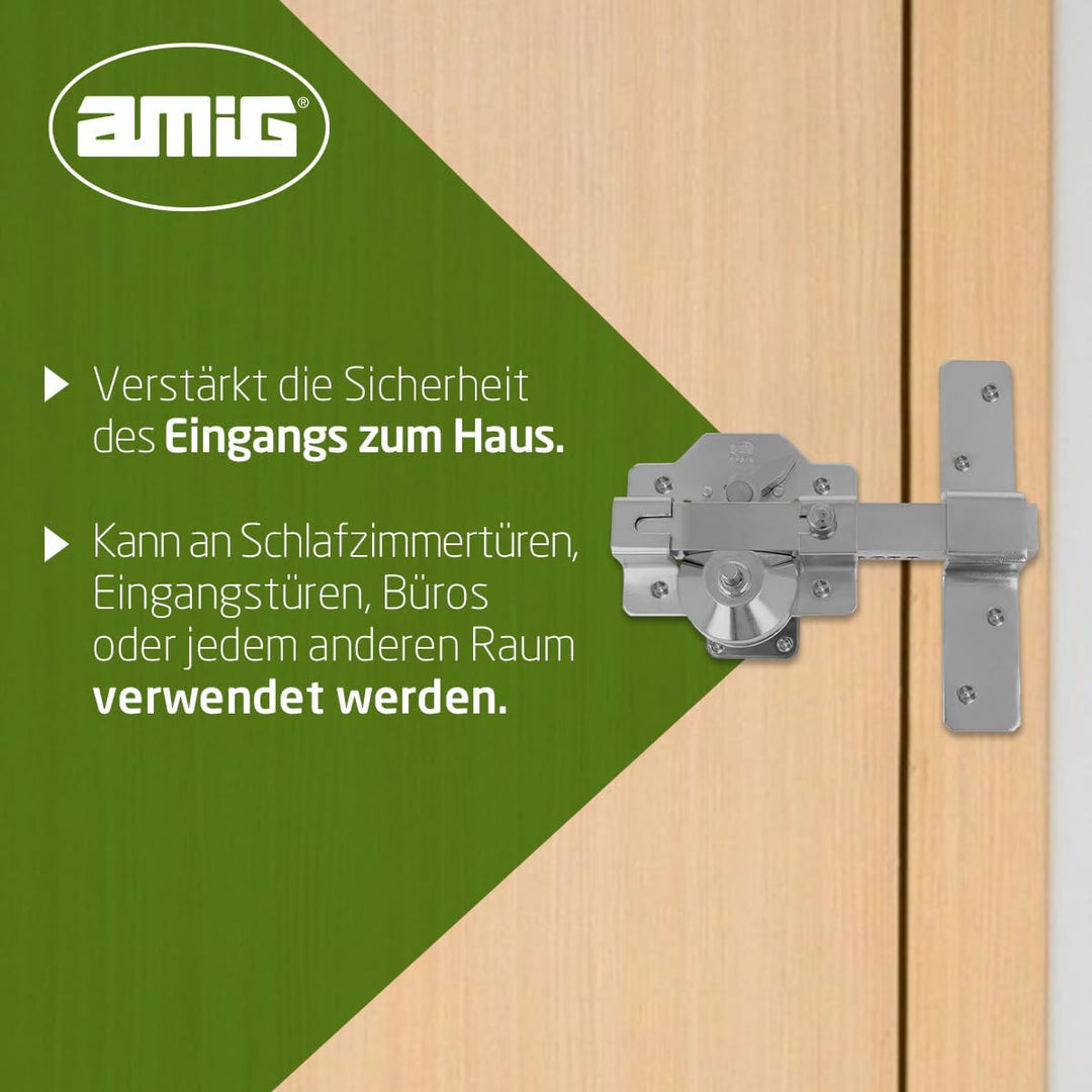 Amig - Aufliegendes Riegelschloss Mod.2, silberfarben, aus glänzendem verchromtem Stahl für Türen |