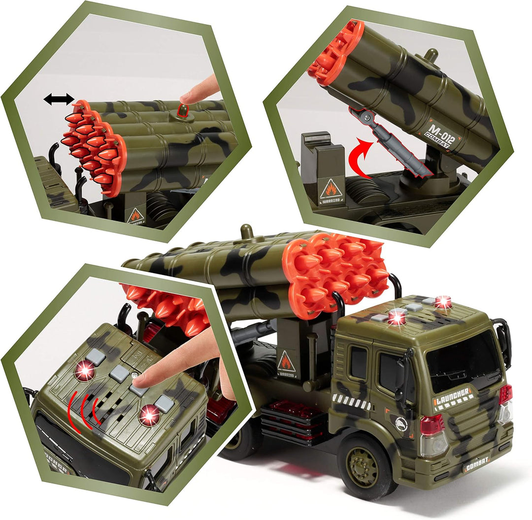 JOYIN 3 in 1 Reibungsbetriebenes Sirenen-Militärfahrzeugspielzeug mit Actionfiguren, einschliesslich