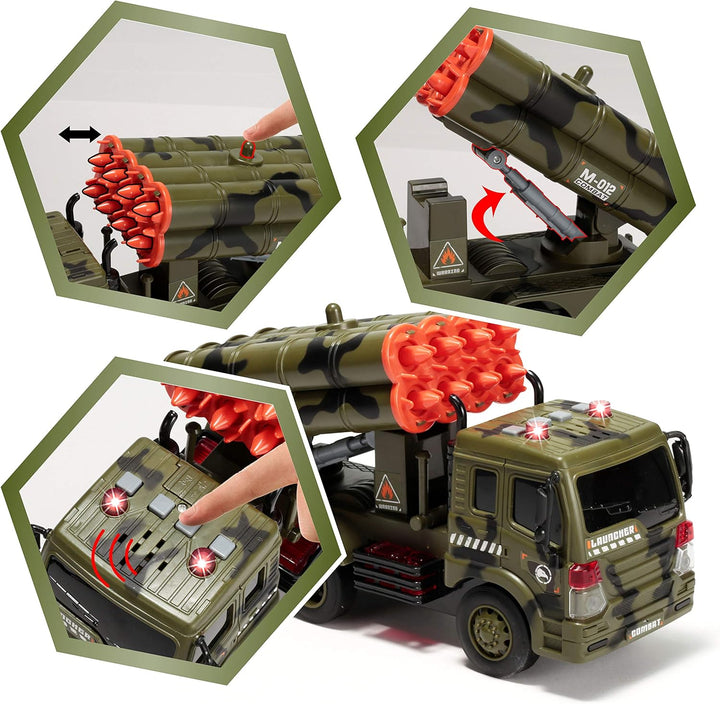 JOYIN 3 in 1 Reibungsbetriebenes Sirenen-Militärfahrzeugspielzeug mit Actionfiguren, einschliesslich