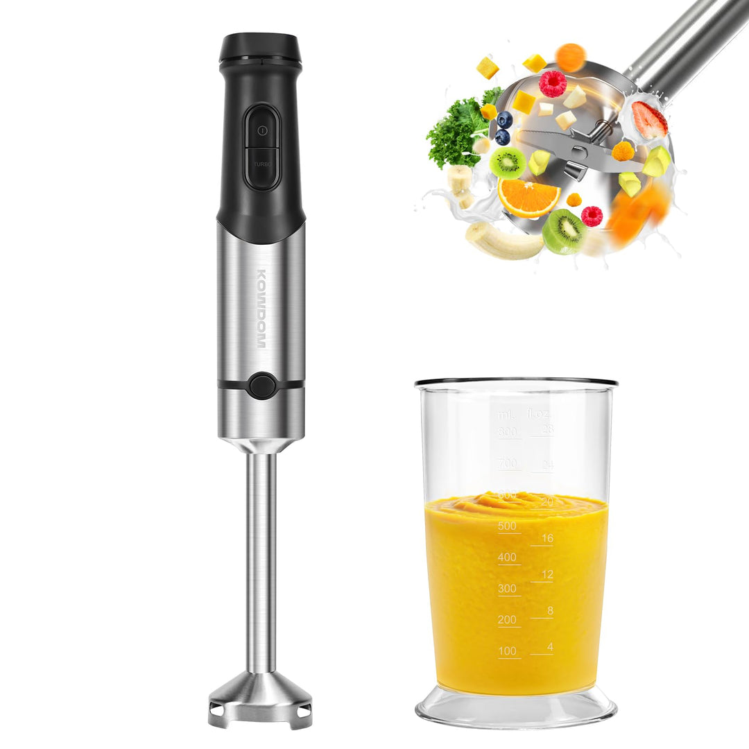 1200 Watt Stabmixer, Edelstahl Pürierstab für Suppen, Babybrei & Sossen | 12 Geschwindigkeitsstufen