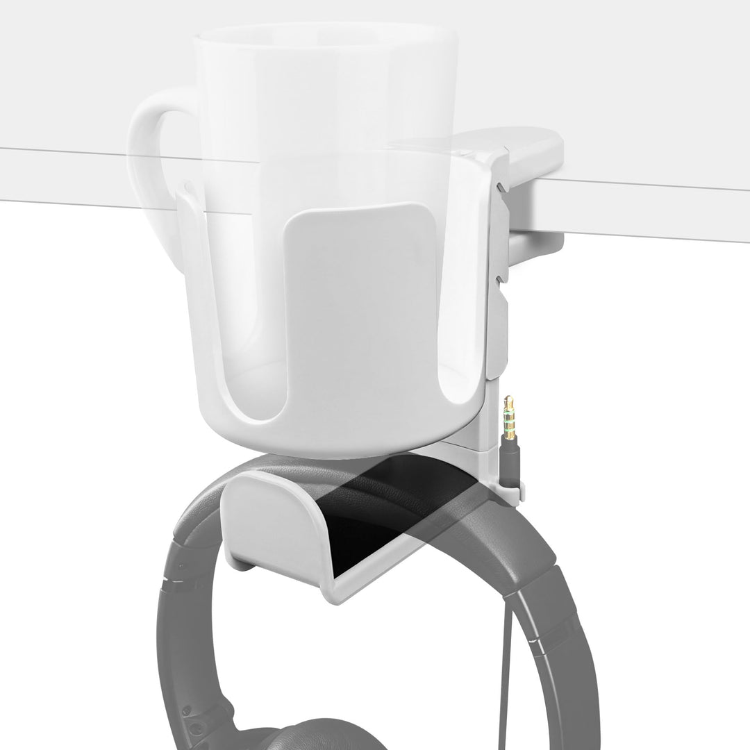 GEEKRIA 2-in-1-Kopfhörer-Aufhänger & Schreibtisch-Becherhalter, unter Schreibtischklemme, drehbares