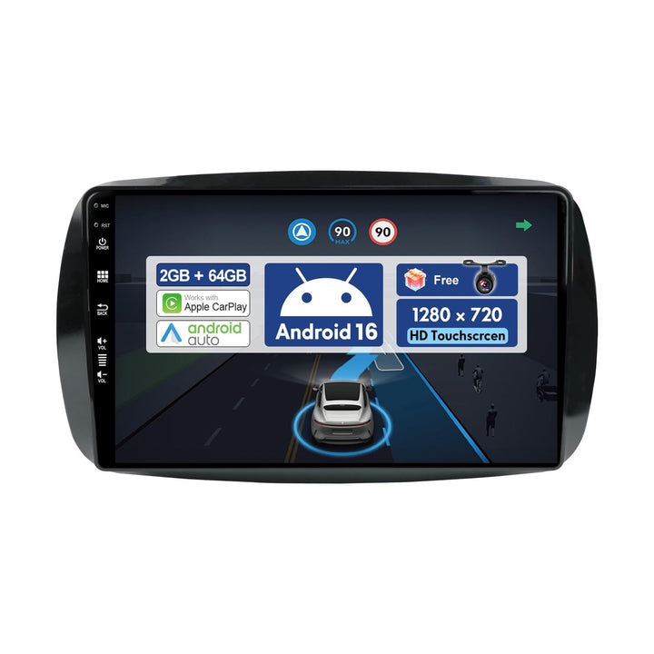 2G+64G Android 16 Autoradio für Benz Smart 453 Fortwo (2014-2020) GPS Navigation - Wireless CarPlay