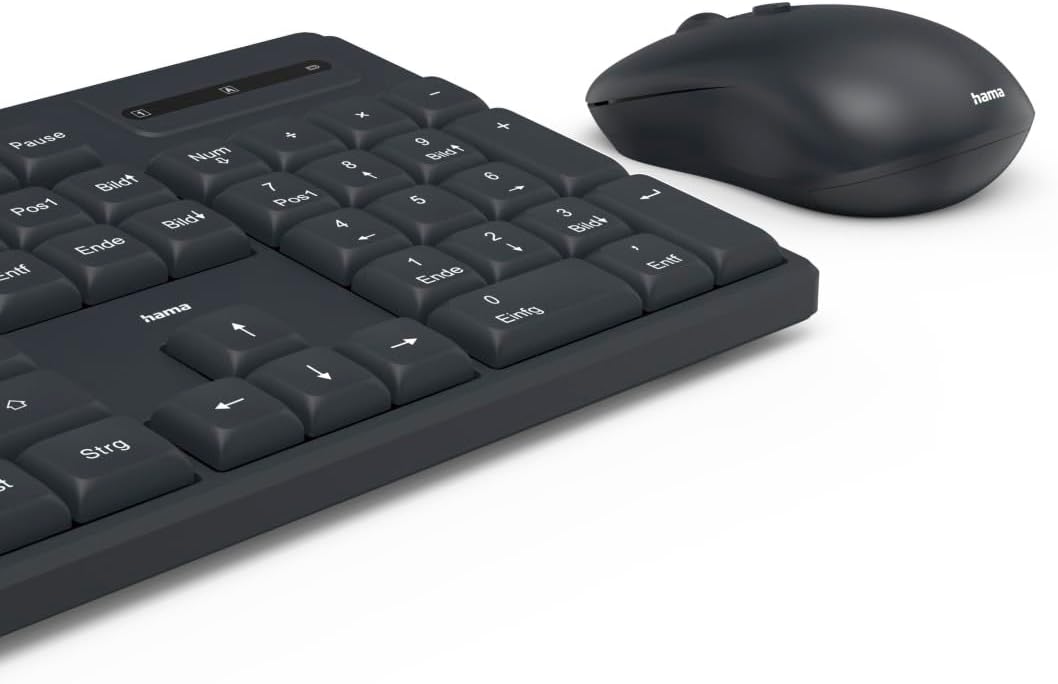 Hama Tastatur Maus Set kabellos (Funktastatur mit Maus, mit Batterie, ergonomisches Tippgefühl, leis