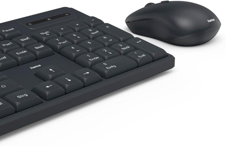 Hama Tastatur Maus Set kabellos (Funktastatur mit Maus, mit Batterie, ergonomisches Tippgefühl, leis