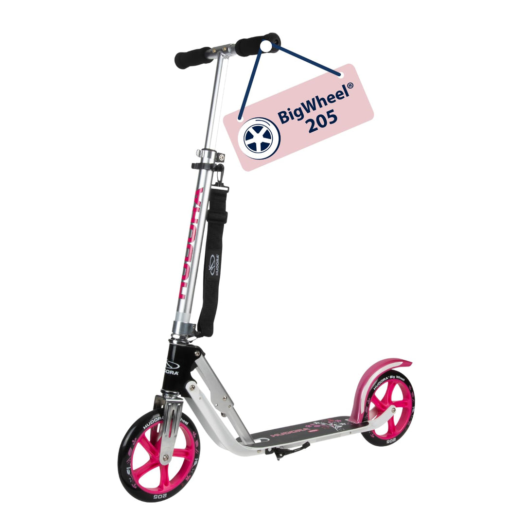 HUDORA BigWheel 205 Scooter - Stabiler Aluminium-Roller - Höhenjustierbarer & zusammenklappbarer Cit