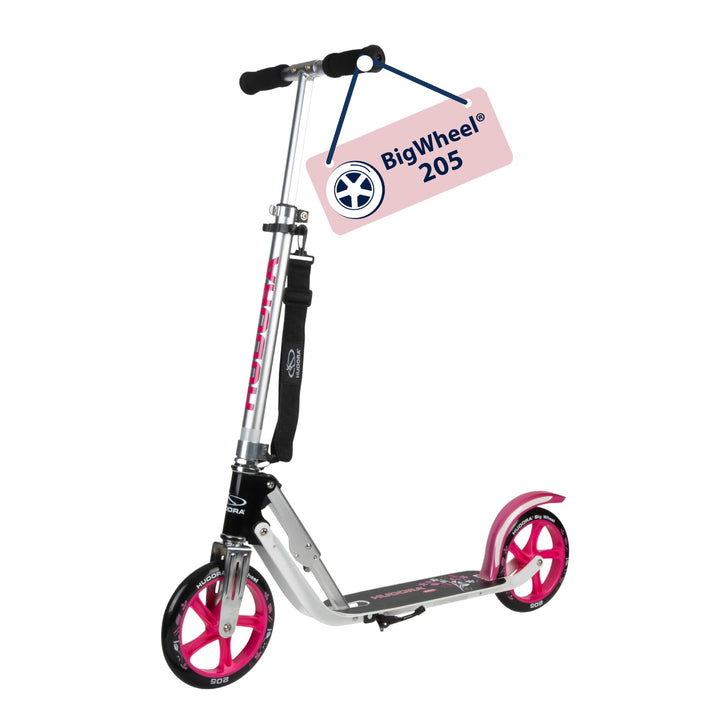 HUDORA BigWheel 205 Scooter - Stabiler Aluminium-Roller - Höhenjustierbarer & zusammenklappbarer Cit