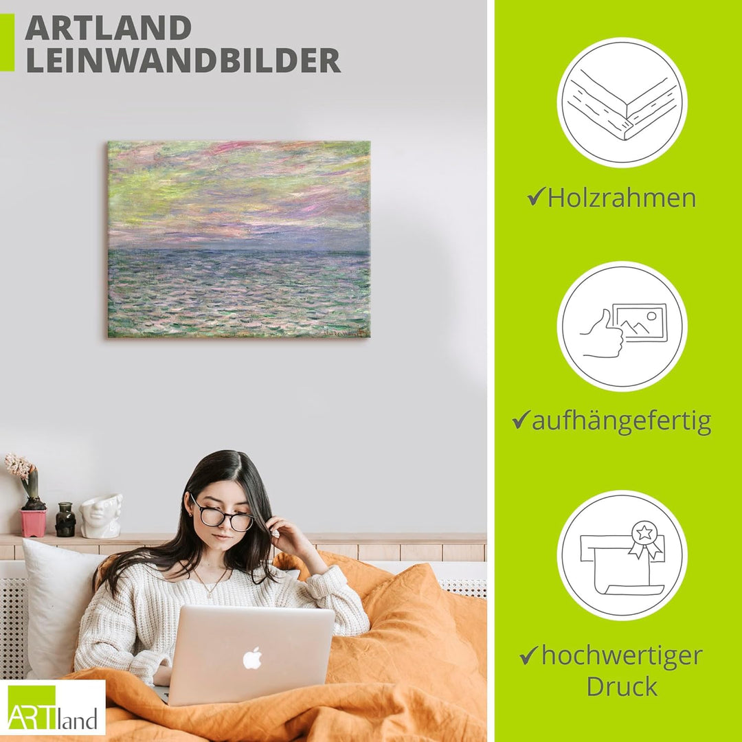 ARTland Leinwandbilder Wandbild Bild auf Leinwand 120x90 cm Wanddeko Landschaften Sonnenuntergang üb