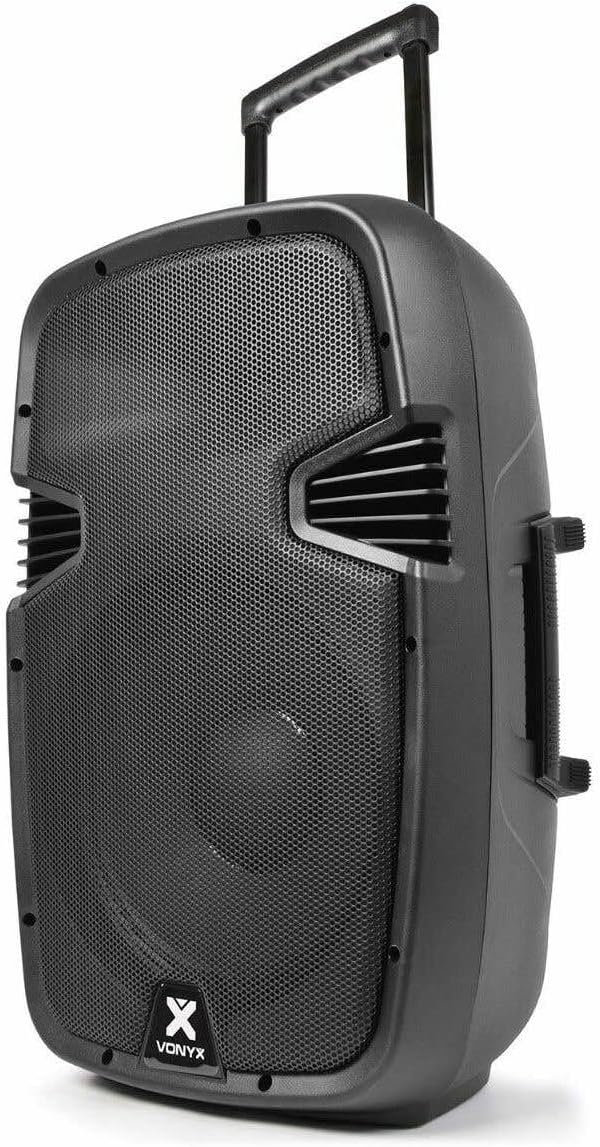 Vonyx SPJ-PA912 - Mobiler Party Lautsprecher mit Akku, 500 Watt, Karaoke Anlage mit 2 Mikrofonen, Mu