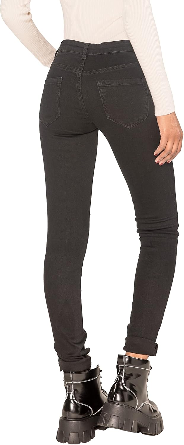 Nina Carter P100 Damen Skinny Fit Low Waist Jeanshosen mit Destroyed-Effekten Used-Look Jeans Waschu