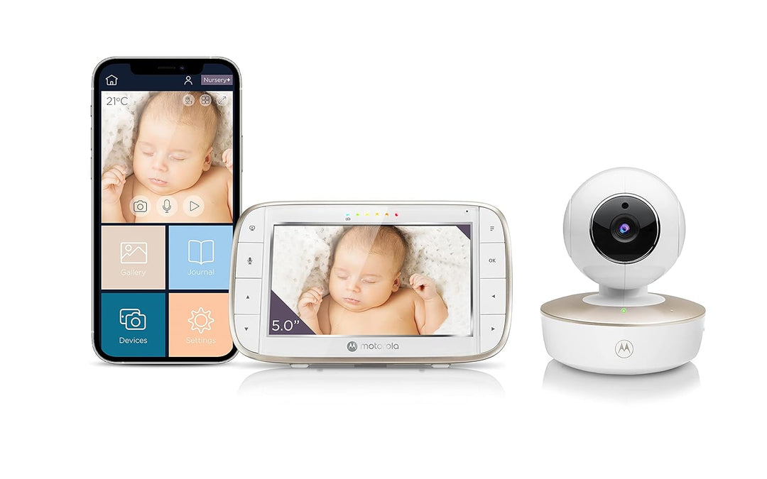 Motorola Nursery VM855 Connected WIFI Babyphone - mit Motorola Nursery App und 5-Zoll Elterneinheit