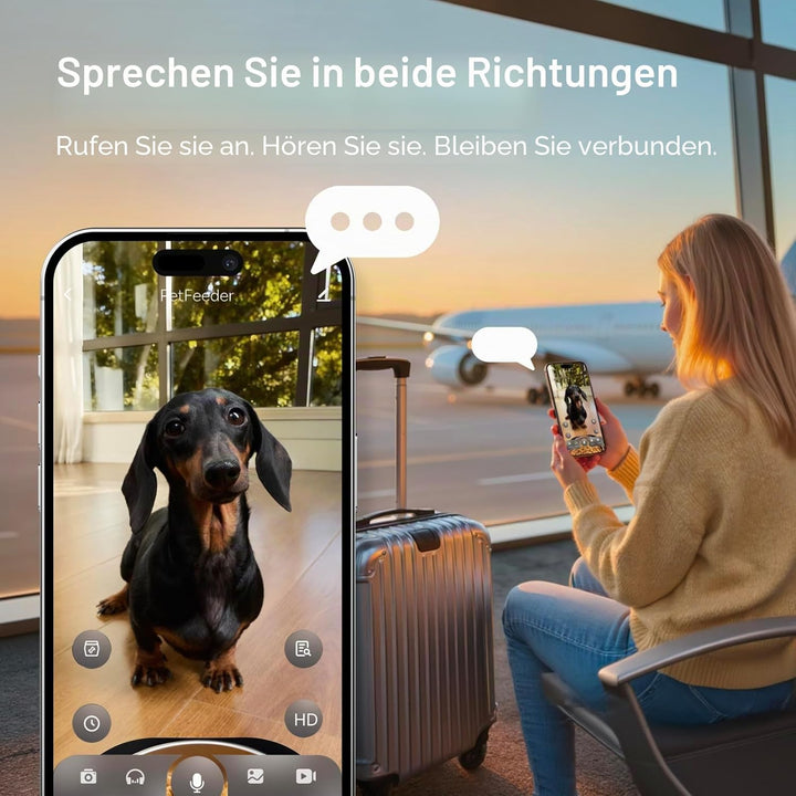 Futterautomat Katze mit Kamera 6L, Automatischer Katzen Futterautomat für Katzen und Hunde, App-Steu