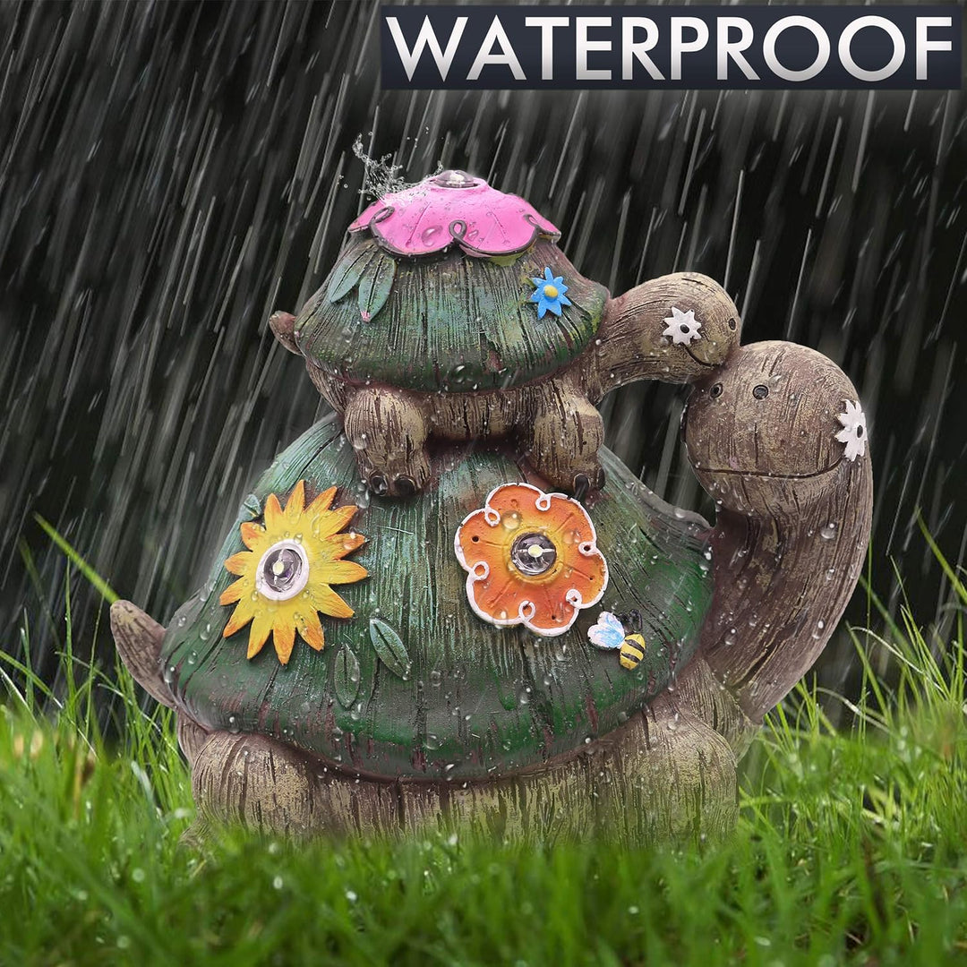 TERESA'S COLLECTIONS Gartendeko für Draussen Schildkröten Mutter und Baby Gartenfiguren Wasserfest S