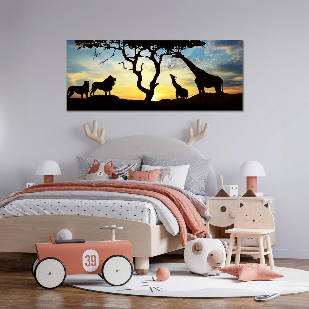 wandmotiv24 Leinwandbild Afrikanische Schatten 100x40cm (BxH) Bilder auf Leinwand, Dekoration Wohnun