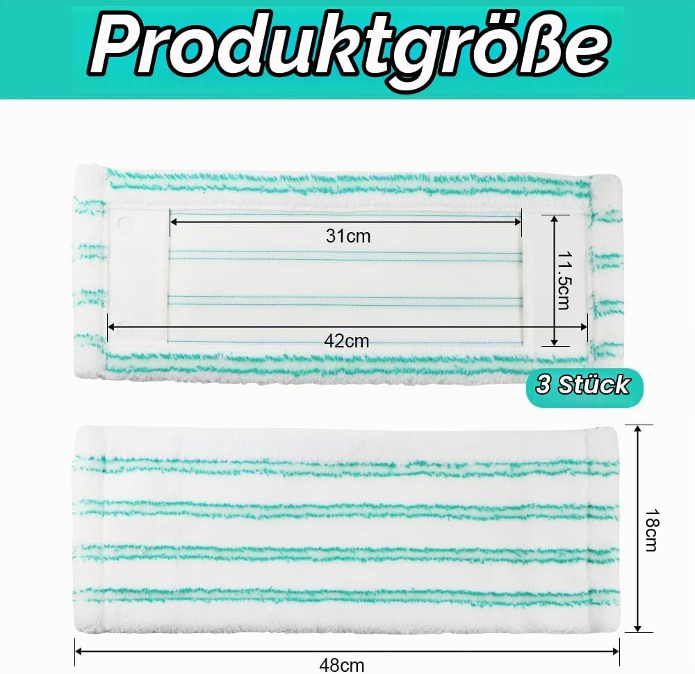 3 Stück Wischbezug Ersatzbezug für Leifhat Profi XL Micro Duo 42cm Bodenwischer Ersatzbezug für alle
