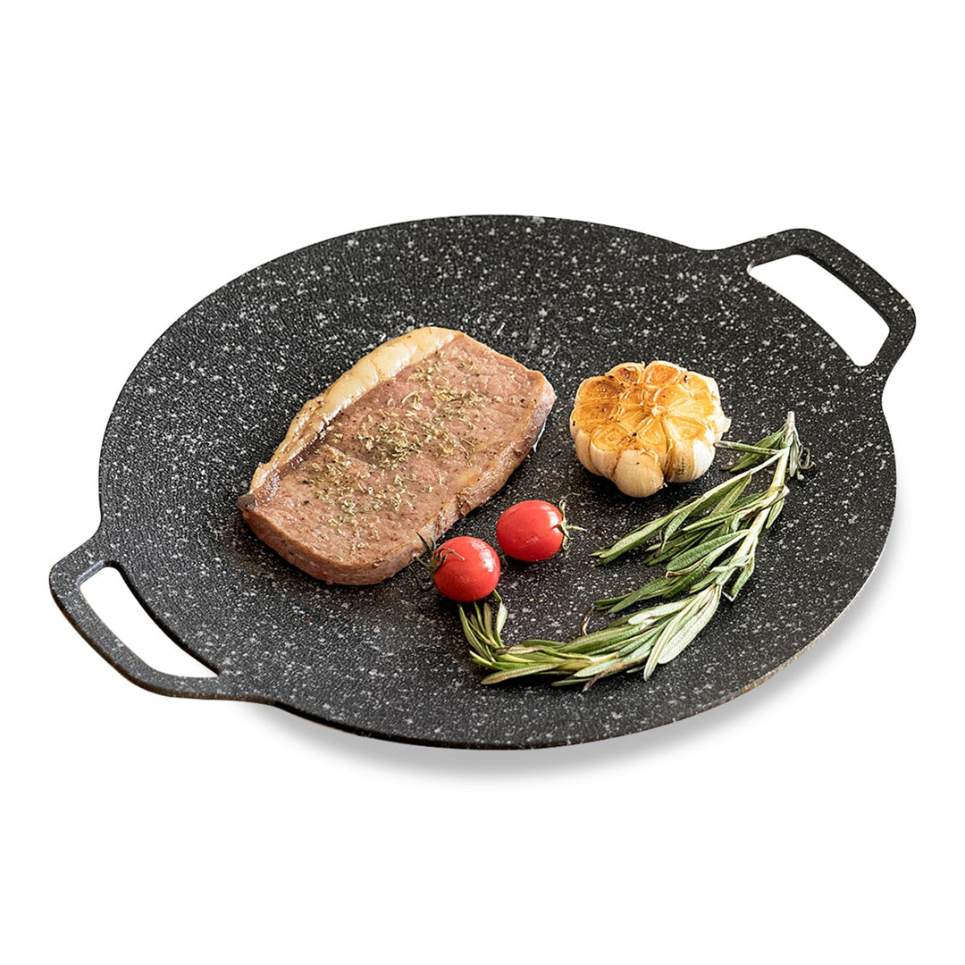 Cyrank Koreanische Grillpfanne, Koreanischer BBQ-Grill, Antihaftbeschichteter Grill, Grillplatte, An