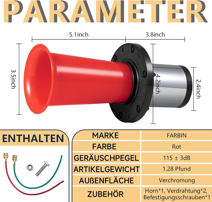 Auto Old Style hupe Oldtimer Ahooga Hupe für Auto LKW FARBIN 12v 130db Antik Vintage Oldtimer Horn R