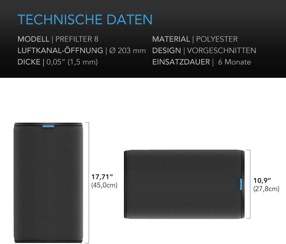 AC Infinity Vorfiltertuch 200 mm – 2er-Pack Ersatztücher, passend für 200 mm Aktivkohlefilter zur Ge