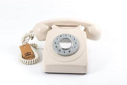GPO 746 Retro Festnetztelefon im Stil der 70er Jahre mit Druckknopf-authentischer Klingelton- Creme
