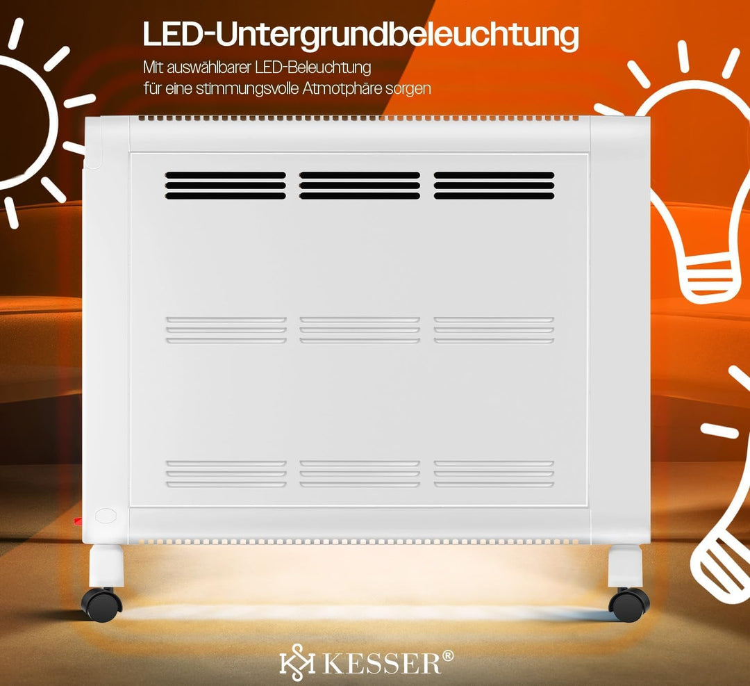 KESSER® Konvektor Premium 1200W ECO 2400W Power Mode Heizstufen Thermostat Elektroheizung WiFi App &
