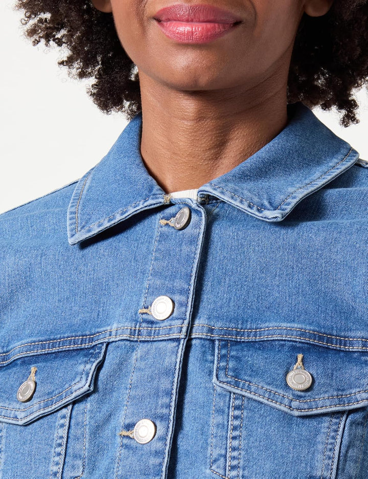 VERO Moda Damen Vmtine Ls Slim Fold Down Jacket Vi3371 Jeansjacke (1er Pack) S Light Blue Denim, S L