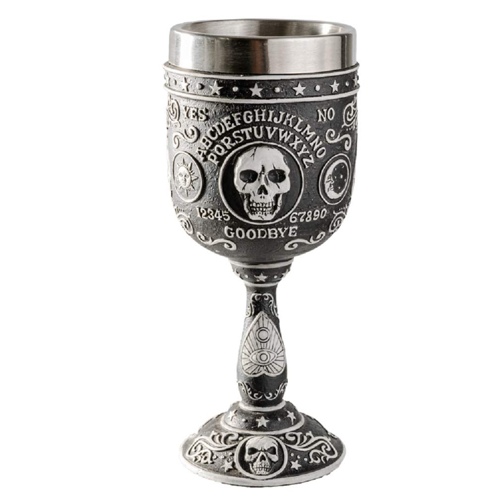 Mystischer Kelch Ouija Spirit Board mit Totenkopf - Fantasy Weinkelch Magie