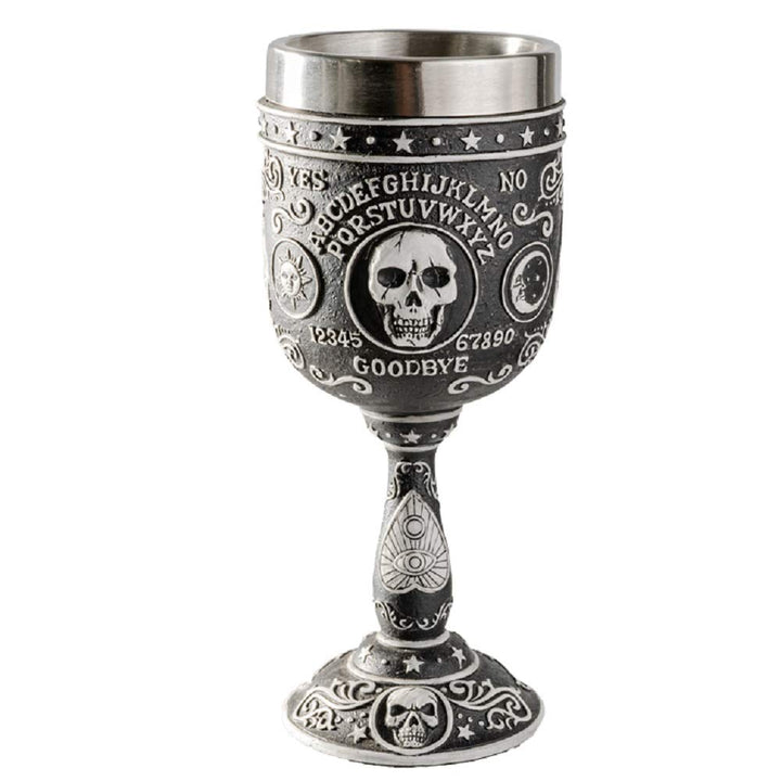 Mystischer Kelch Ouija Spirit Board mit Totenkopf - Fantasy Weinkelch Magie