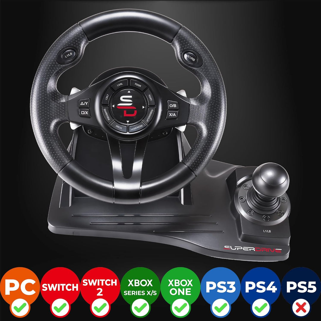 Subsonic Superdrive - GS550 Racing-Lenkrad mit Pedalen, Schaltwippen, Schalthebel und Vibration für
