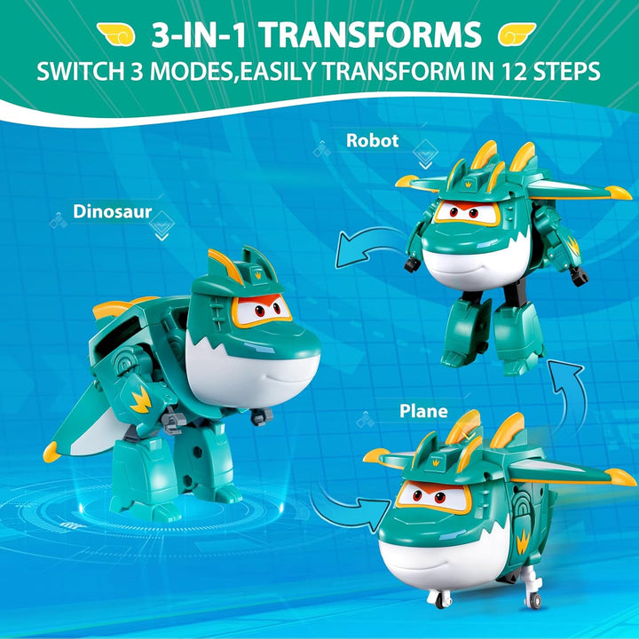 Super Wings Dinosaurier 2PCS Tino & Sally, 12,7 cm Flugzeug-Spielzeug, 2 in 1 Actionfigur für Vorsch