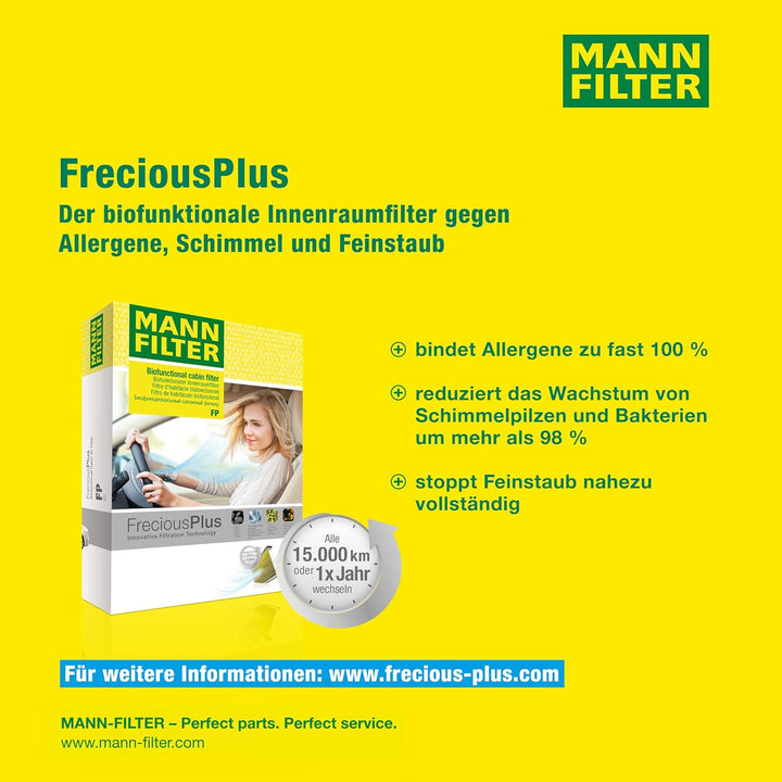 MANN-FILTER FP 26 007 Innenraumfilter – FreciousPlus Biofunktionaler Pollenfilter – Für PKW, FP