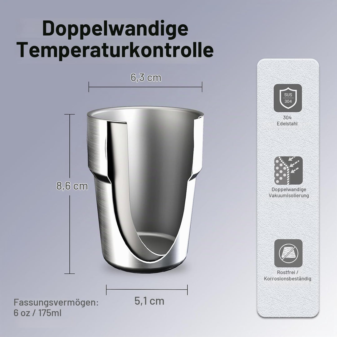 Magcheer Cocktail Shaker Set mit Stapelbaren Bechern 900ml Premium Edelstahl Frostsicherer Doppelwan