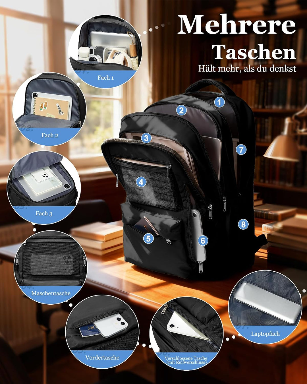 Rucksack Schule Herren Damen, Leichter Schulrucksack Teenager, Aesthetic School Bag für Jungen Mädch