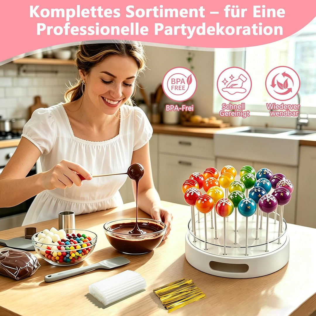 2 Stück Cake Pop Ständer, 22 Löcher Transparent Acryl Lollipop-Halter mit 100 Cake Pop Stiele und 10