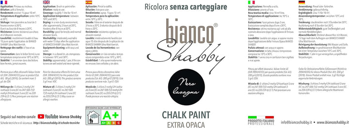 bianco Shabby® Nero Lavagna Kreidefarbe Wasserbasis für Alle Oberflächen einfach zu verarbeiten ohne