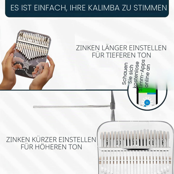 Kalimba 21 Schlüssel, Crystal Fingerklaviere，Professionelle Daumenklavier Carlimba, Mbira Instrument